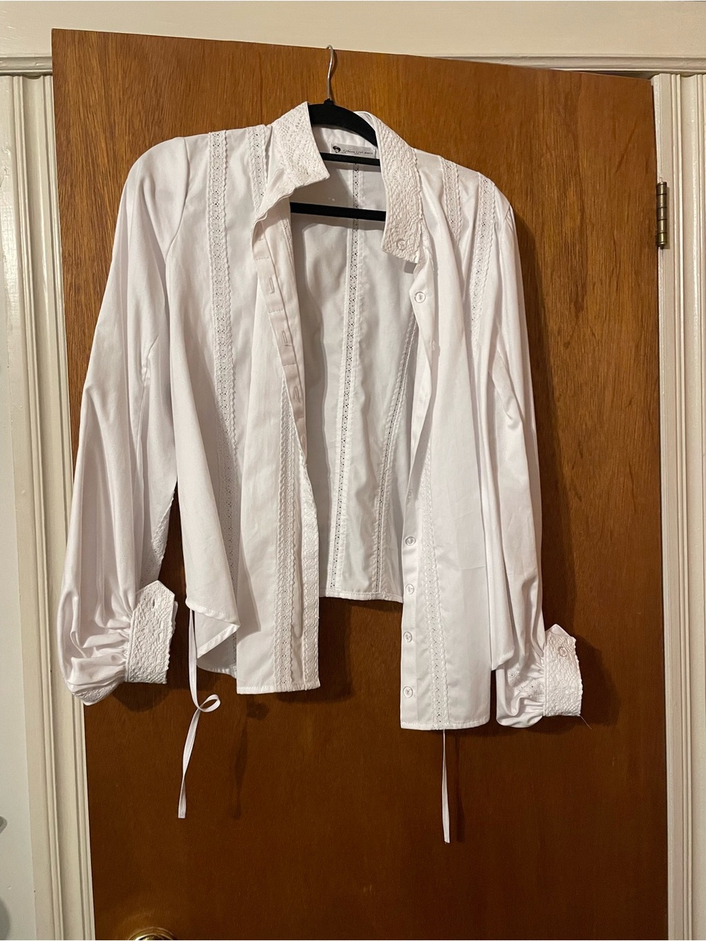 Large Gibson Girl Dress White Blouse Edwardian High Neck Button Front
